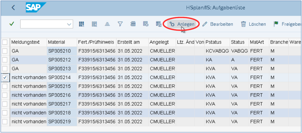 Integration der HSgen-Funktionen zur Generierung von Arbeitsplänen und  Stücklisten in SAP-Aufgabenliste